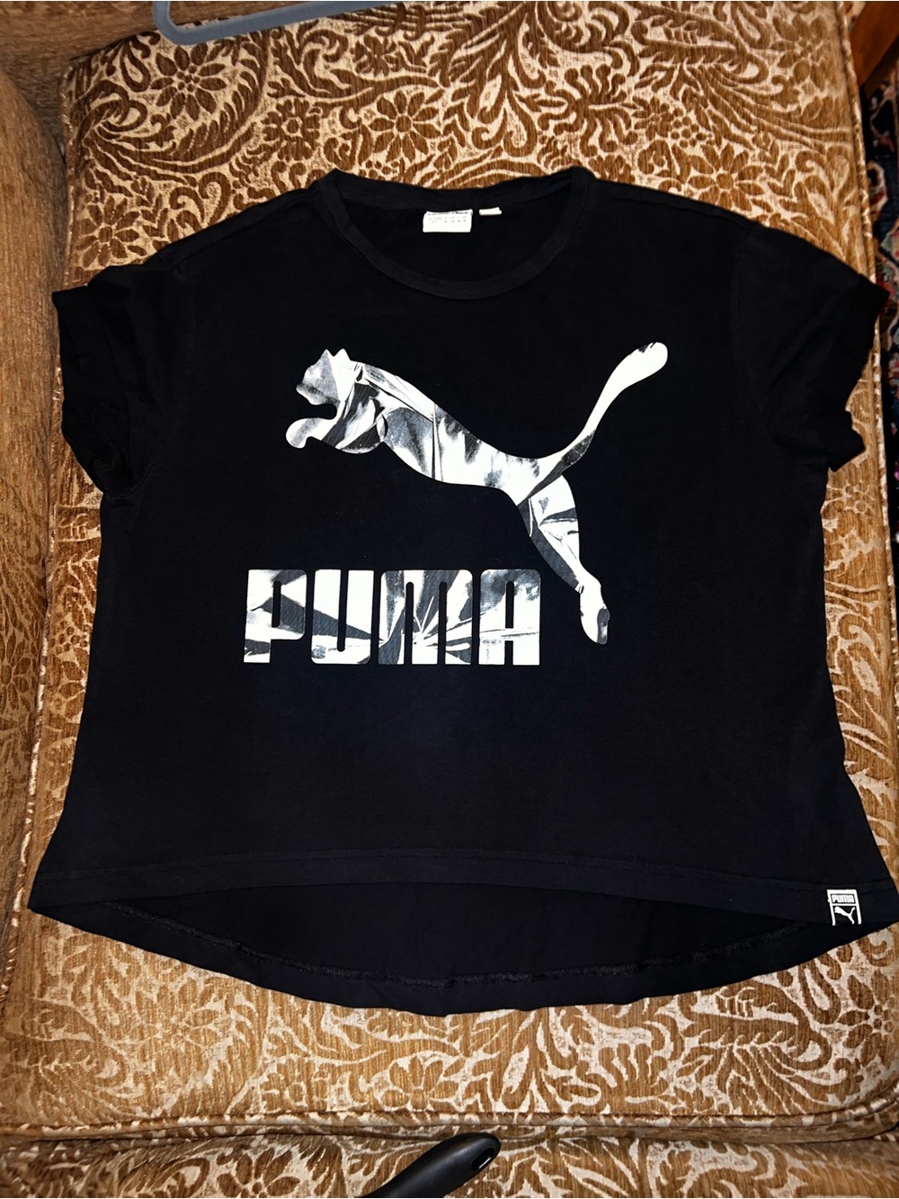 Puma Black Crewneck Tee with Logo
